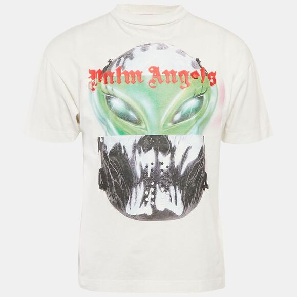 Palm Angels White Back Printed Jersey T-Shirt Xs